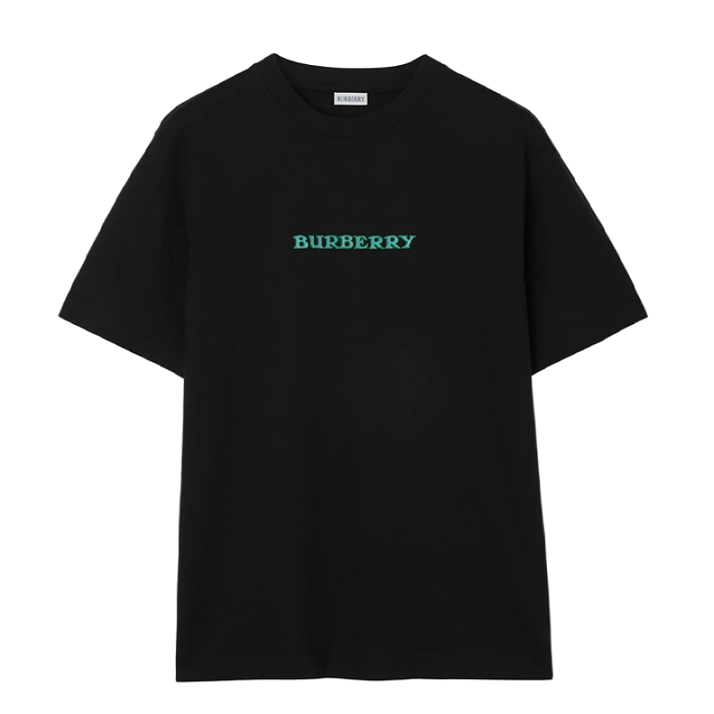 Short-sleeved T-shirt With Front Lettering And Back Horse Print - Black