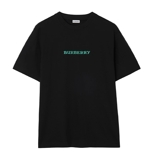 Short-sleeved T-shirt With Front Lettering And Back Horse Print - Black