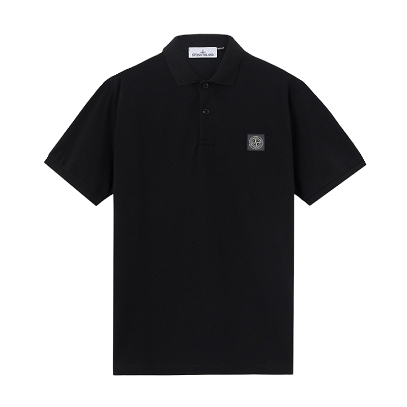 Island Pattern Layered Collar Jacquard Polo Short Sleeve