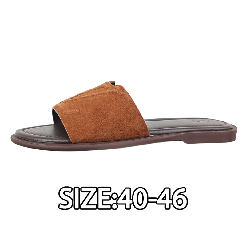 Cow Leather Open-Toe Slide Sandals Men's