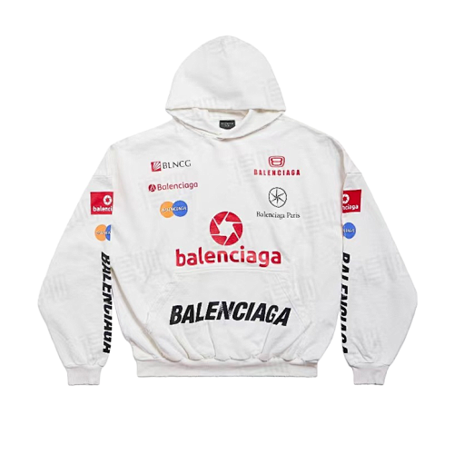 Parisian Multi-logo Design Hoodie White