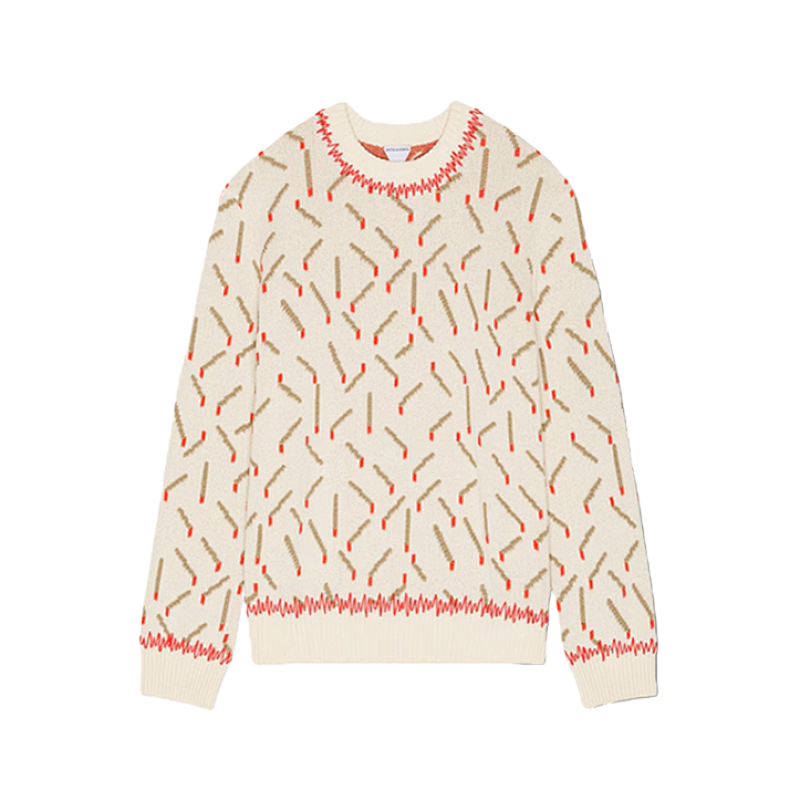 Matchstick Print Sweater Crew Neck
