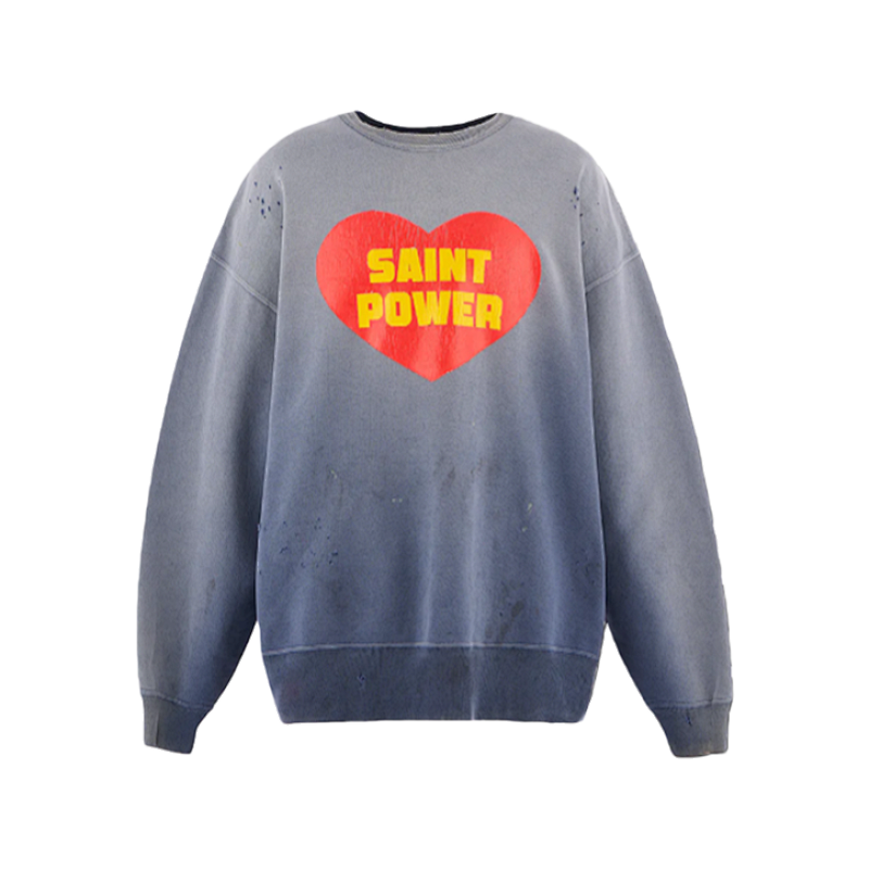 Distressed Heart Print Crew Neck Sweatshirt
