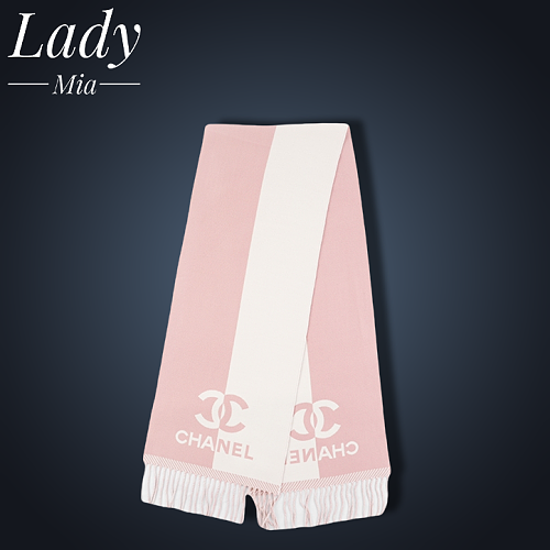 Chanel Pink And White Scarf