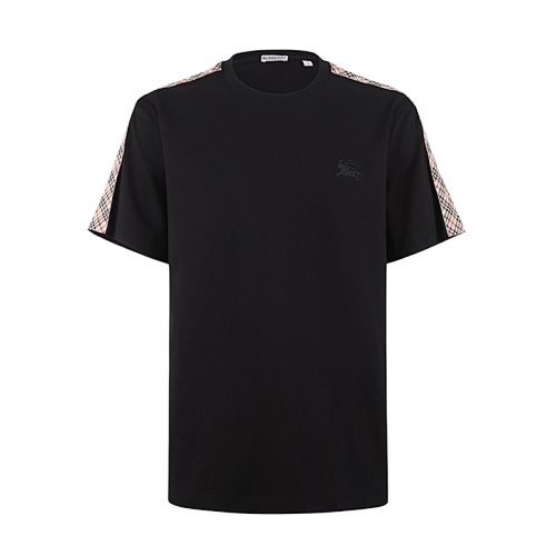 Plaid-Trimmed Cotton T-Shirt