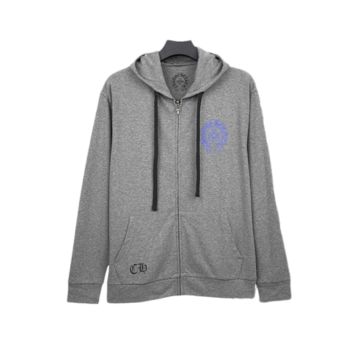 Blue-Outlined Vine Cross Print Hoodie