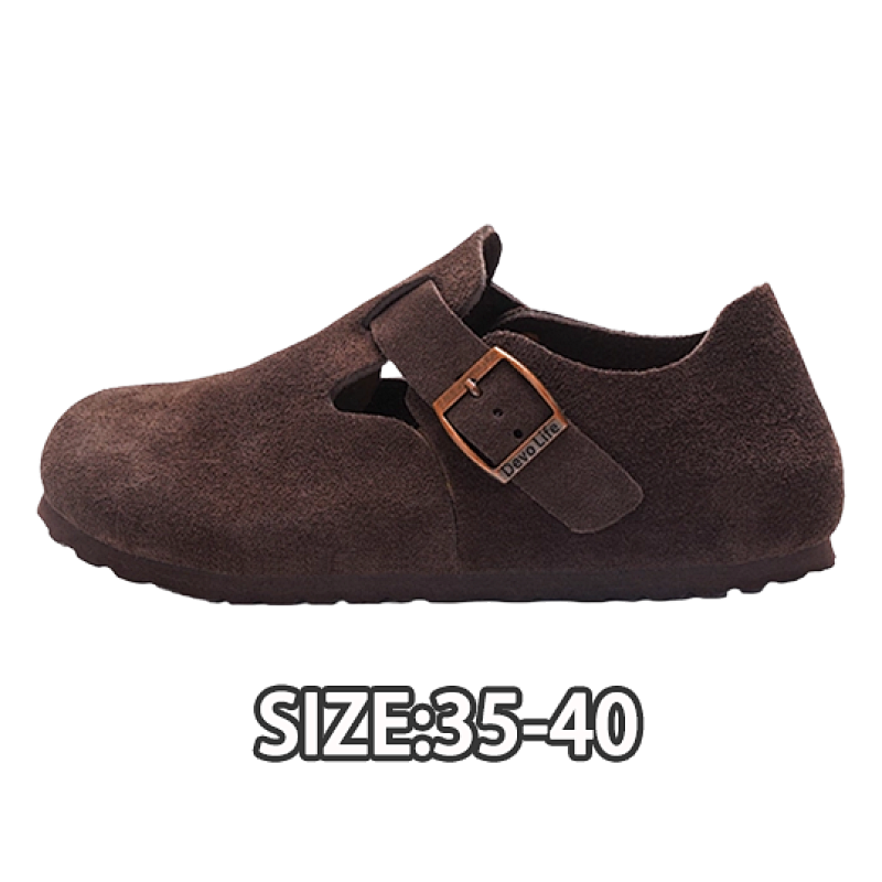 Birkenstock Brown All-Inclusive Slip-On Shoes Birkenstock London Suede Leather Closed-Toe