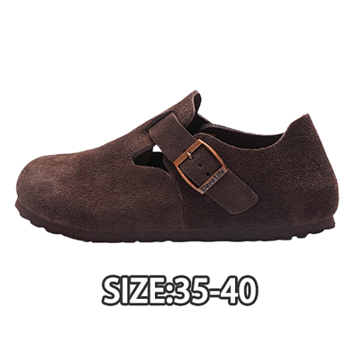 Birkenstock Brown All-Inclusive Slip-On Shoes Birkenstock London Suede Leather Closed-Toe
