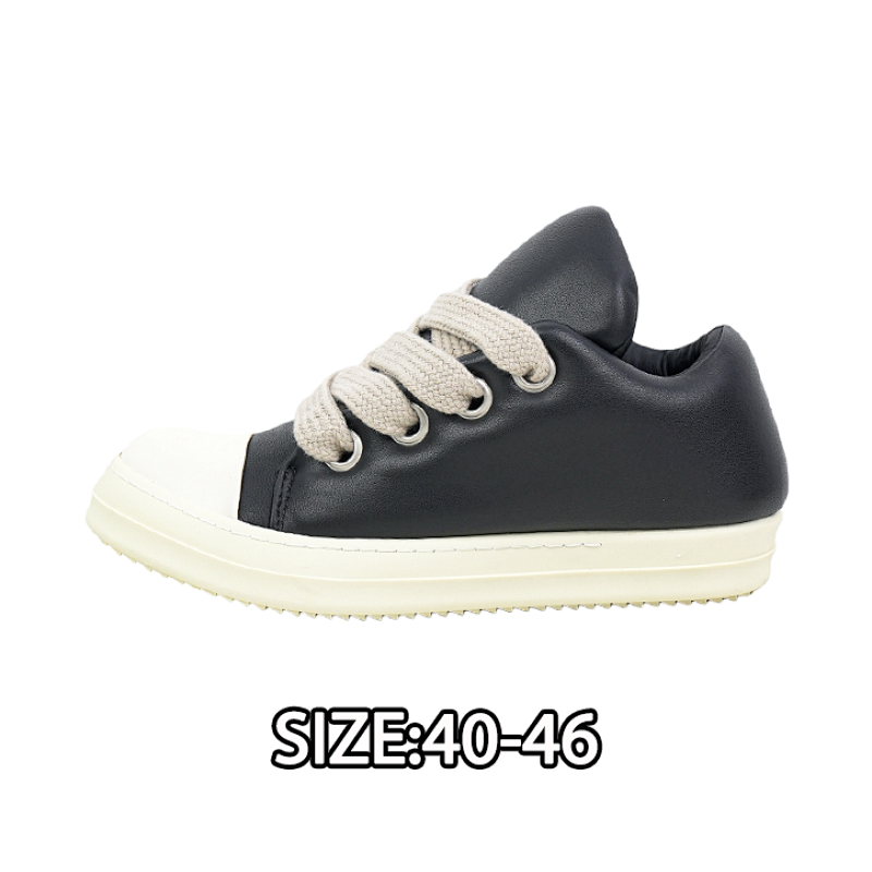 Leather Thick-lace Bread Shoes