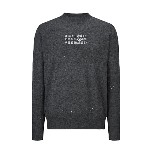 Distressed Knit Jacquard Pullover