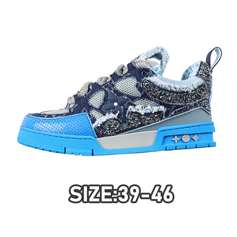 Louis Vuitton L V Trainer Custom Animal Leather Swarovski Crystal Diamond Shoes