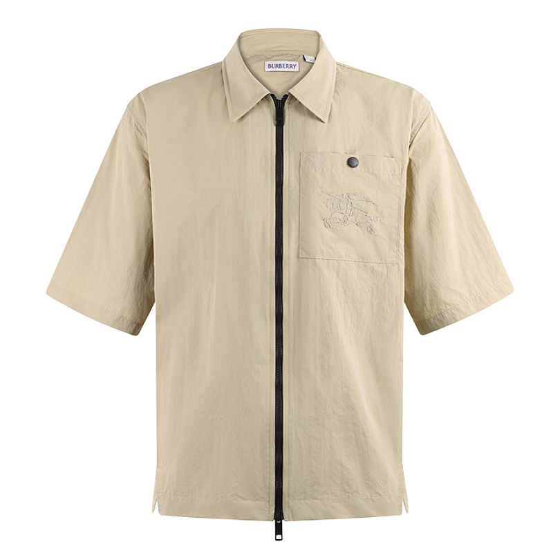 Knight Embroidered Turn-Down Collar Full-Zip Shirt