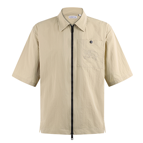 Knight Embroidered Turn-Down Collar Full-Zip Shirt