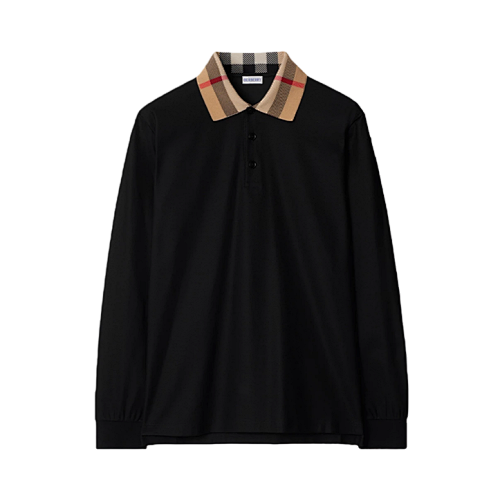 Black Long-sleeved Polo Shirt