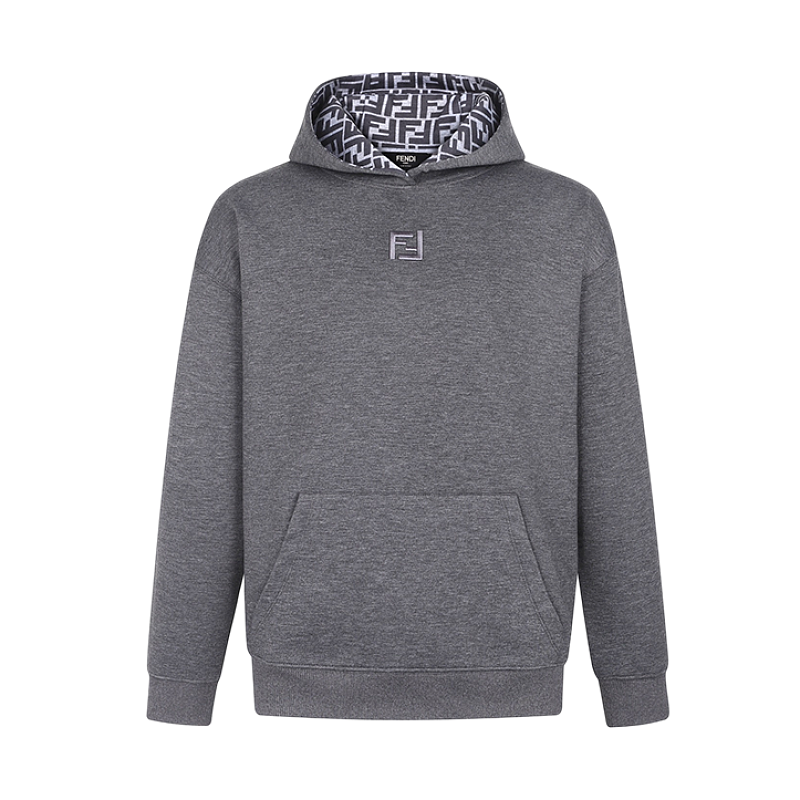 Hooded Cotton Sweatshirt With Printed Embroidered Logo