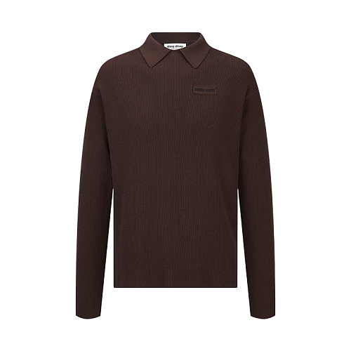 Miu Miu Acquard Logo Knit Polo Shirt