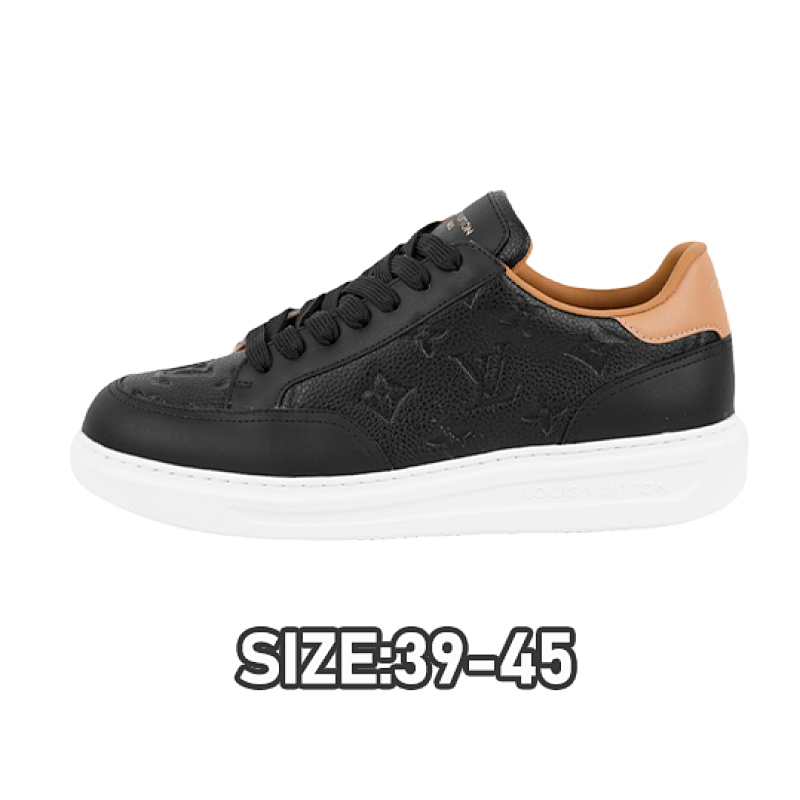 L V Little White Shoe Series Embossed Black Brown