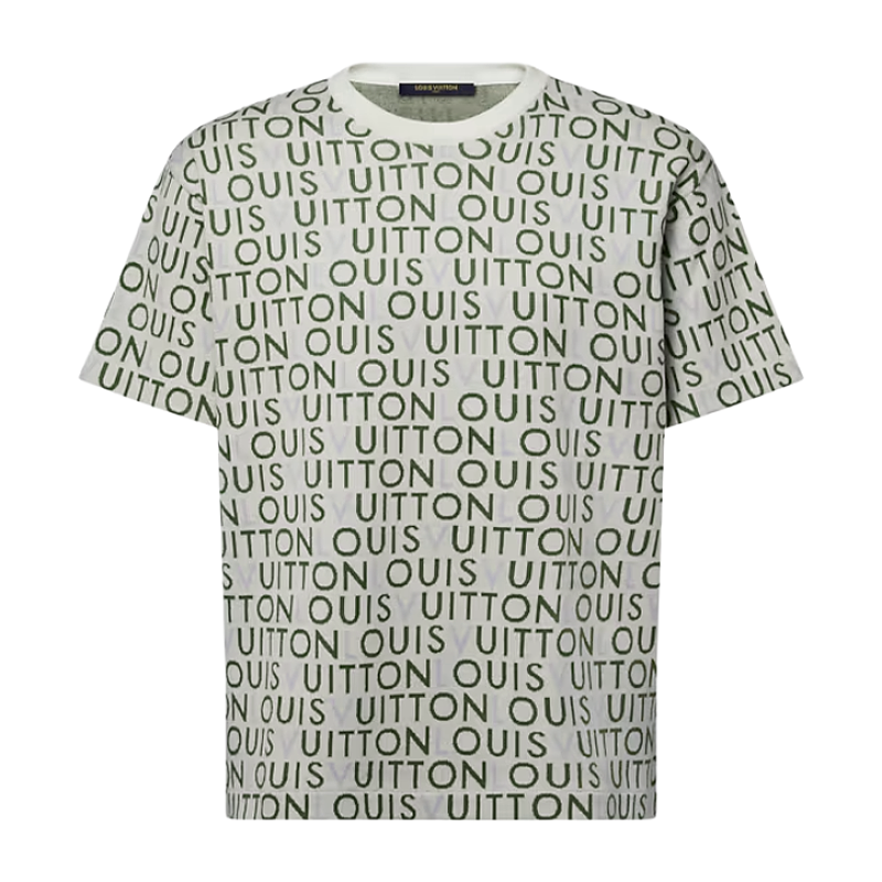 Off-White Gray-green Letter Jacquard Short-sleeved Shirt