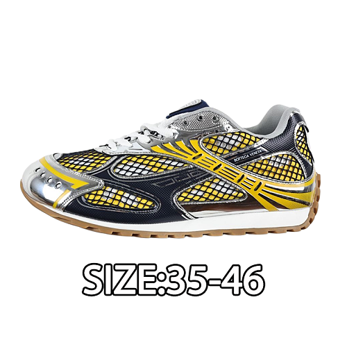 Bottega Veneta Drawstring Casual Shoes Silver Metallic Yellow Mesh
