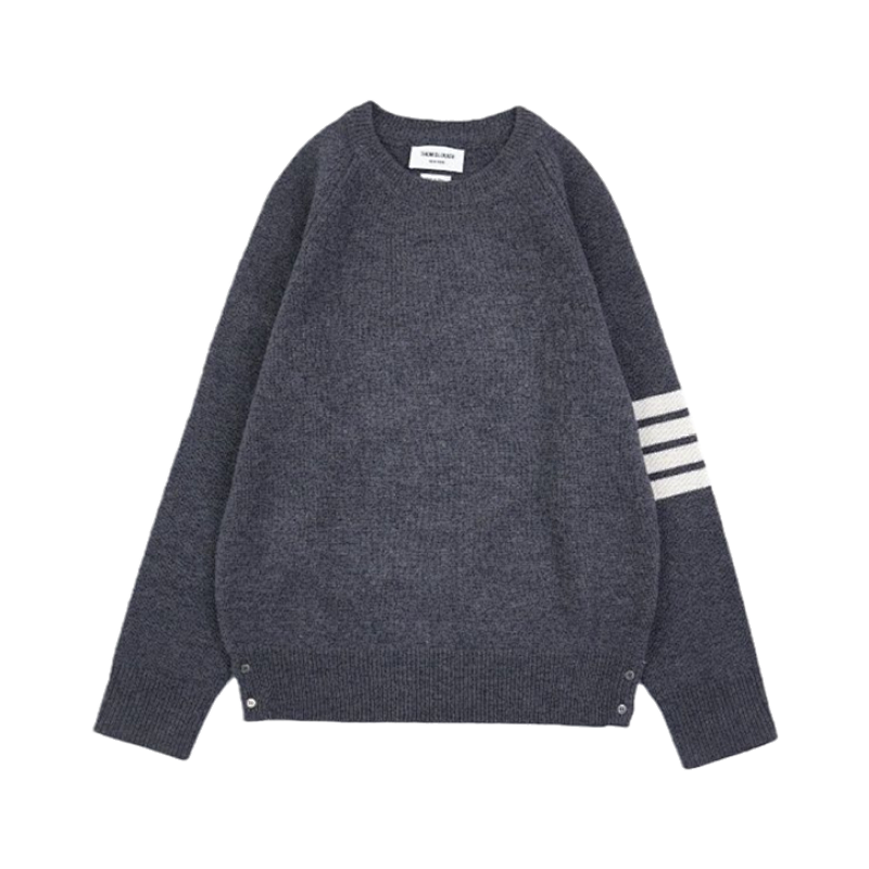 TB Four-stripe Wool Crew Neck Sweater - Light Gray