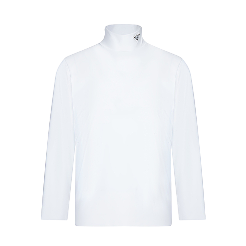 Prada Triangle Leather Logo Turtleneck Sweater