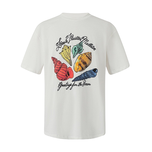 Louis Vuitton Letter Shell Print Crew Neck Short-Sleeve T-Shirt