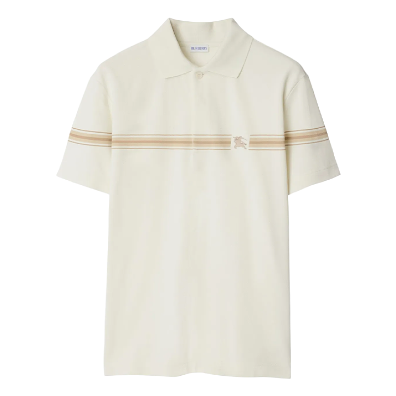 Polo Shirt With Embroidered Horse And Stripe Logo - White