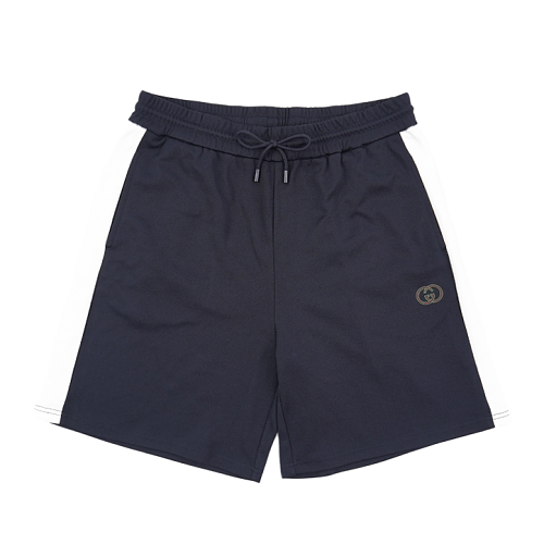 Brand White-trimmed Red And Green Double G Embroidered Shorts