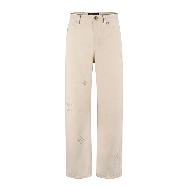 Louis Vuitton Monogram Embroidered Signature Denim Jeans