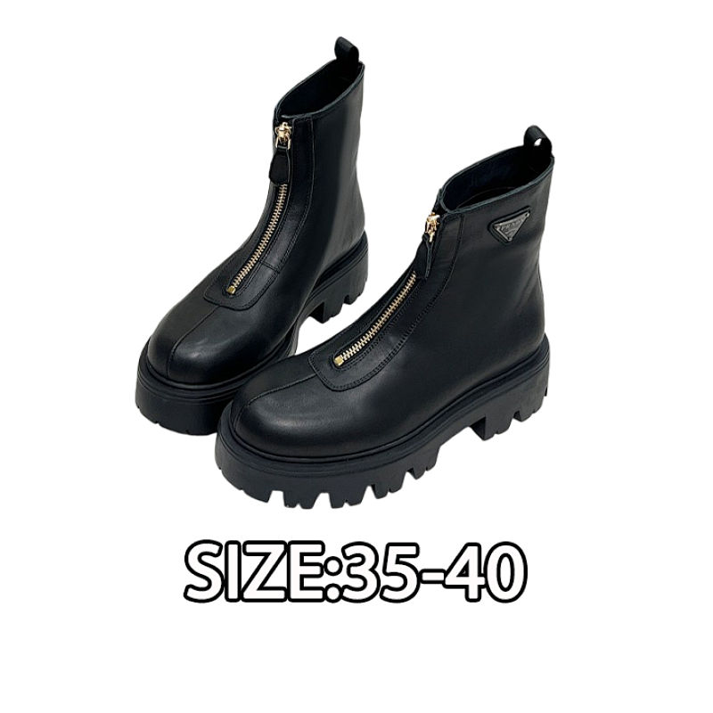 Prada Women's Boots Featuring The Classic Triangle Logo And Front Zipper An Absolute Block