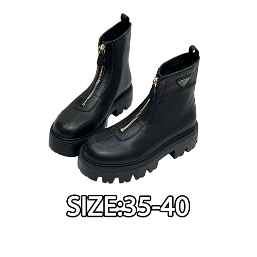 Prada Women's Boots Featuring The Classic Triangle Logo And Front Zipper An Absolute Block