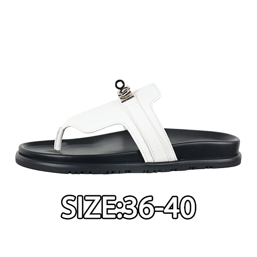 Hermès Goat Leather Flip-flops White And Black