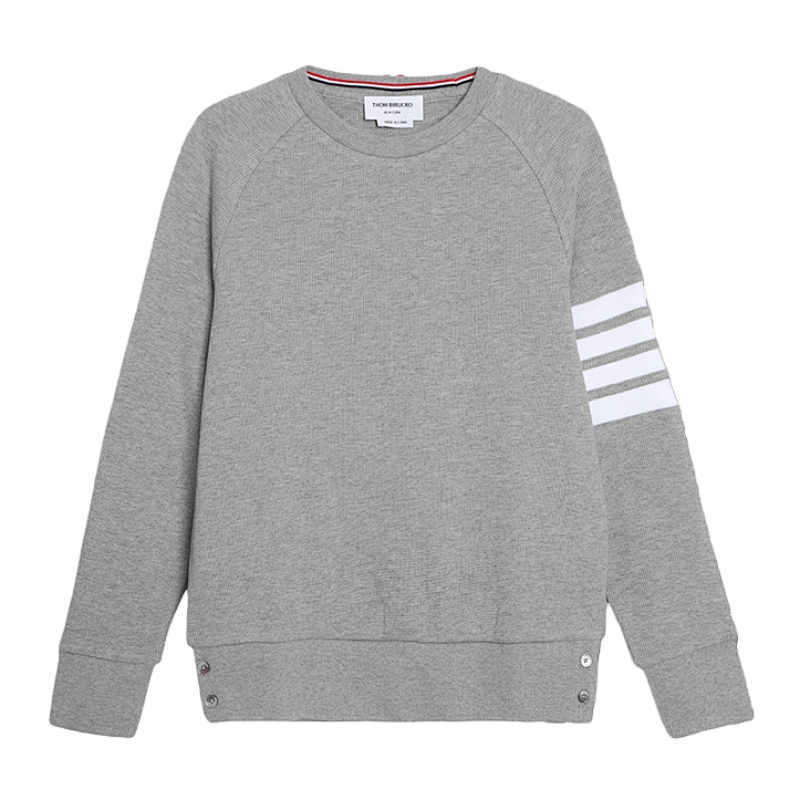 Waffle Knit Crew Neck Long-sleeved Grey