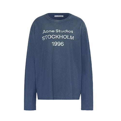 AC Cotton-Linen Distressed Finish Crew Neck Long Sleeve Lightweight
