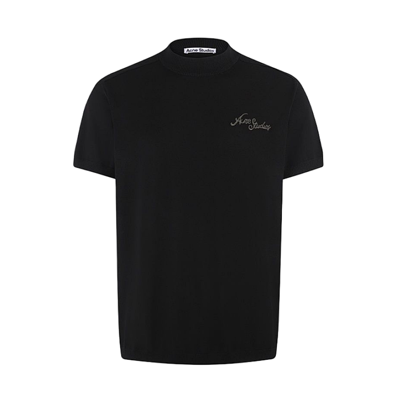 Embroidered Crew-Neck Short-Sleeve Knit Sweater
