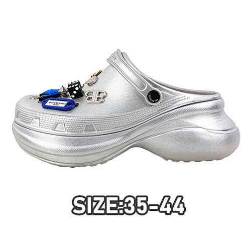 Balenciaga B Crocs Silver