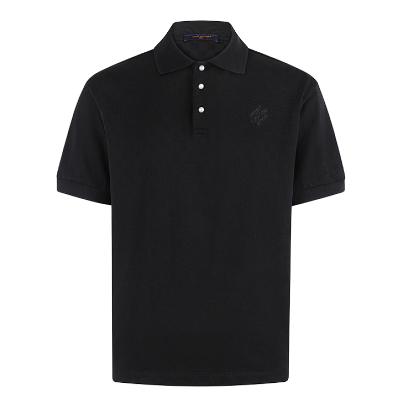 Cotton Embroidered Jacquard Check Polo Shirt