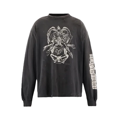 S M Ram's Head And Devil Print Long-sleeved Shirt