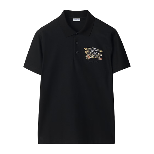 Plaid War Horse Embroidered Polo Short Sleeves-black