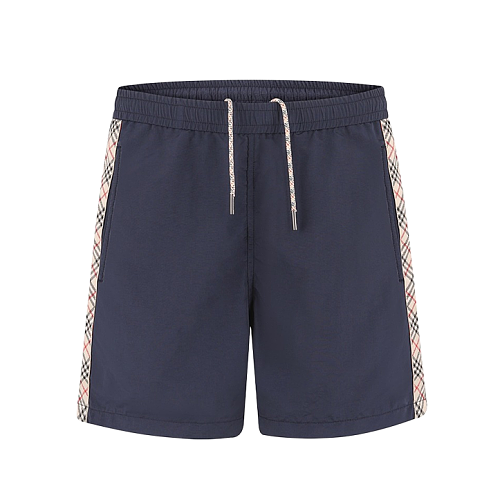 Drawstring Swim Shorts With Plaid Trim