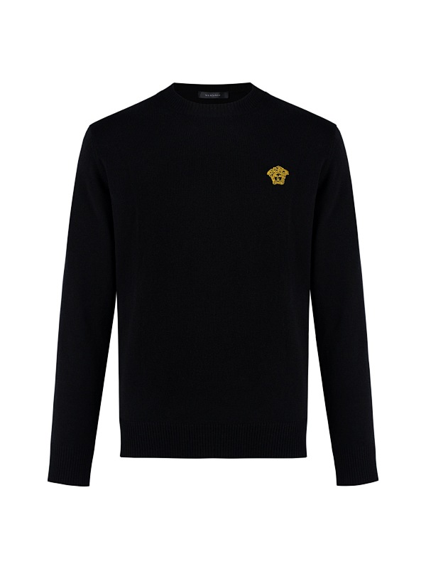 Solid Color Round Neck Pullover Long Sleeve Logo Sweater Z