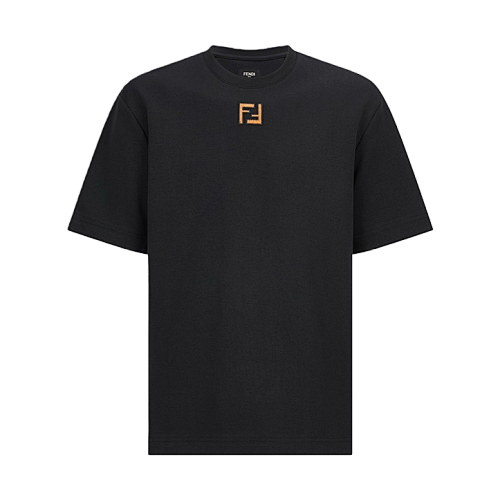 Double F Suede Embroidered Logo Short-Sleeve T-Shirt