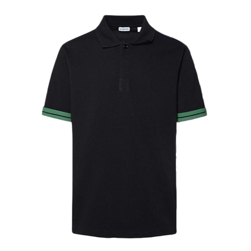 Polo Short-sleeved Shirt With Striped Horse Pattern Cuffs