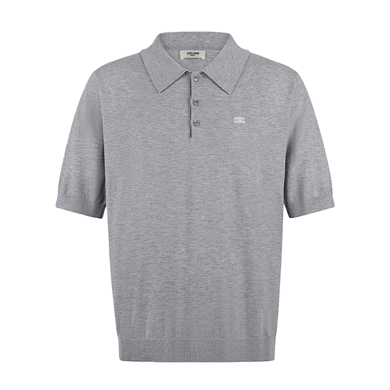 Celine Embroidered Short-Sleeve Polo Shirt
