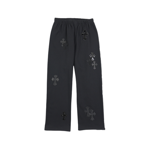 Multiple Black Cross Leather Patch Pants