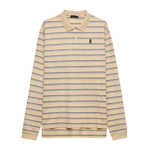 Khaki Medal Stripe Long-Sleeve Polo