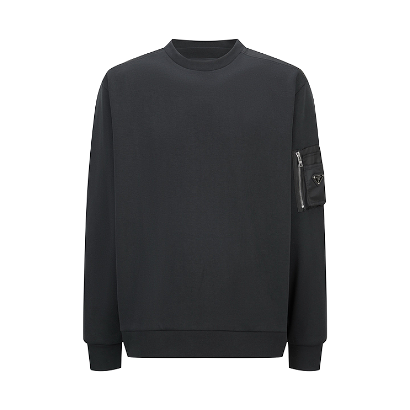 Prada Oversized Nylon Sleeve Pocket Sweatshirt