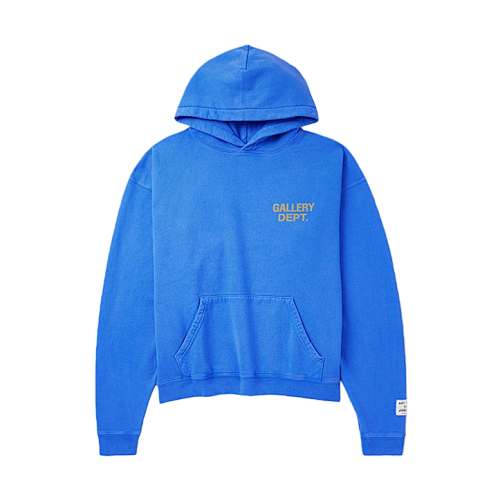 G D Blue English Letter Print Hooded Sweatshirt