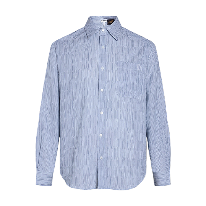 Lightweight Textured Striped Embroidered Shirt
