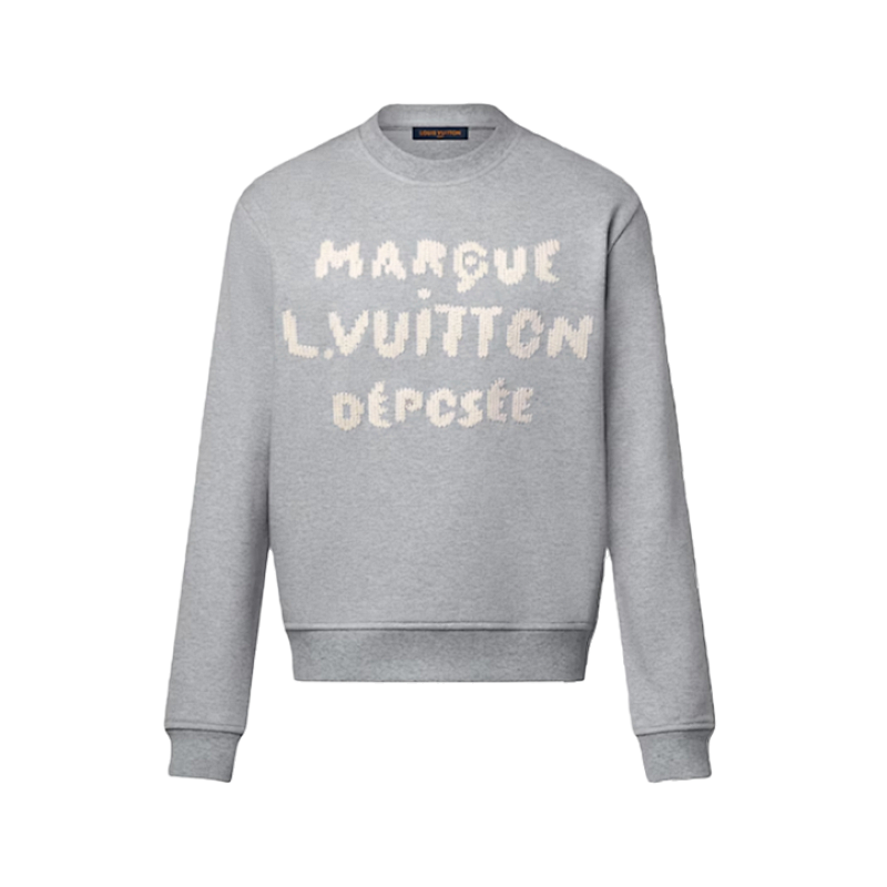 Woven Embroidered Round Neck Heather Gray
